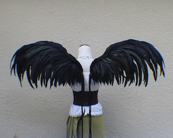 Custom XX Large Black Iridescent Feather Wings