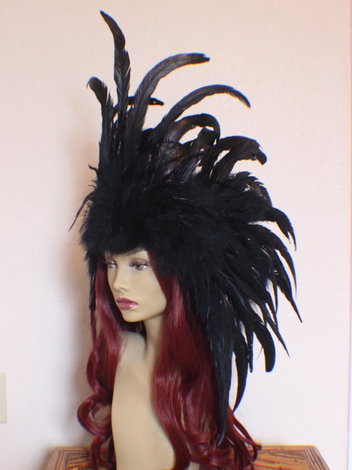 Womens Feather Headdress Blackdeluxe Costume Accessories Female Halloween