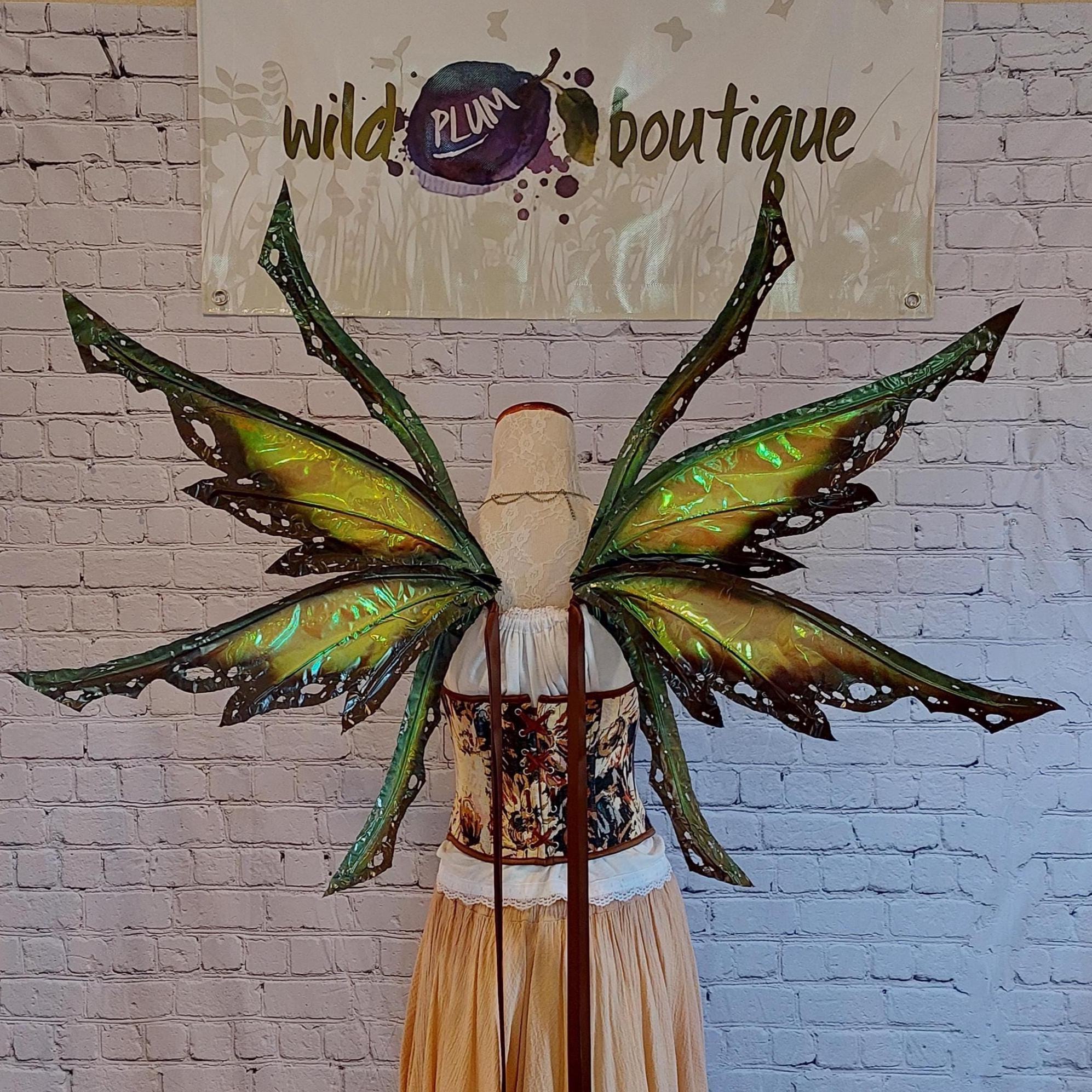 Mischief Fairy Wings With Feelers 8 Wing Yellow Iridescent Green
