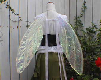 Custom white iridescent 2 Wing Resting fairy inspired wings
