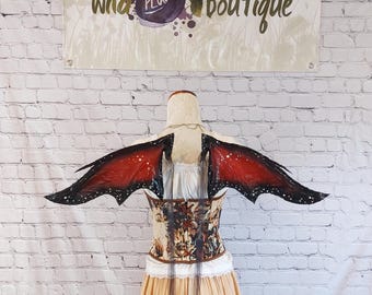 Small dragon inspired wings in red and black