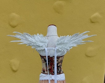 White Embroidered Angel  Feather Wings
