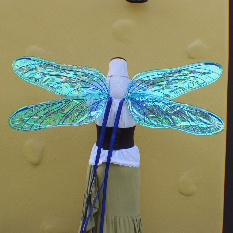 Custom XL 4 wing blue iridescent dragonfly wings image 1