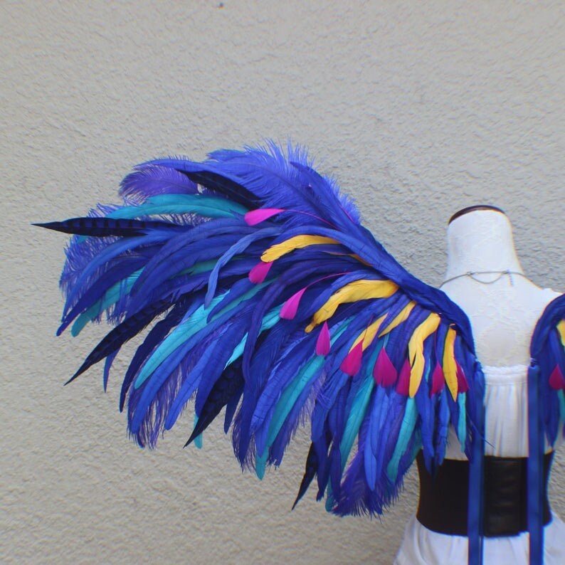Custom XX Large Blue Multi Feather Wings Etsy