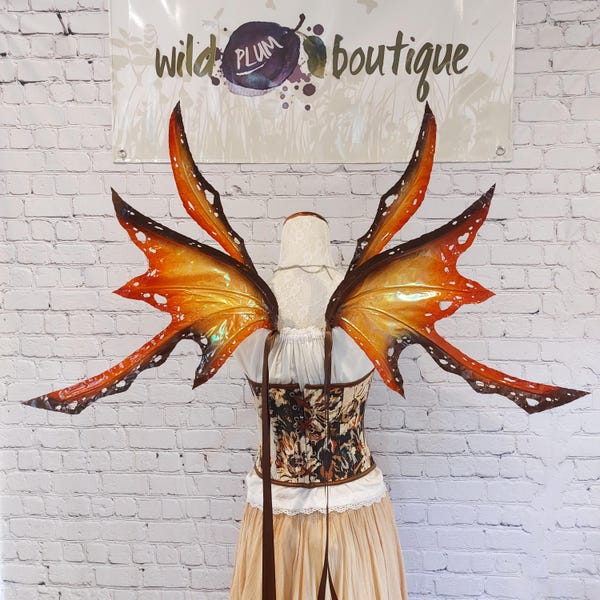Pesky Fairy Wings With Feelers Orange Iridescent with brown red edges