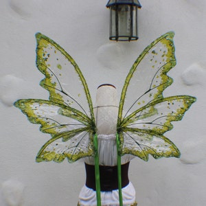 Custom Large Mossy Green and clear 6 Wing Fairy Woodland Wings