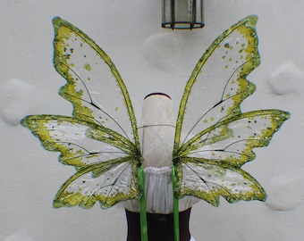 Custom Large Mossy Green and clear 6 Wing Fairy Woodland Wings
