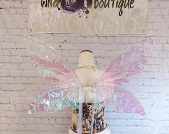 Medium size white iridescent 4 Wing Woodland Fairy Wings
