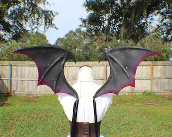 Custom Black purple and burgundy hand painted layered foam dragon / succubus inspired wings