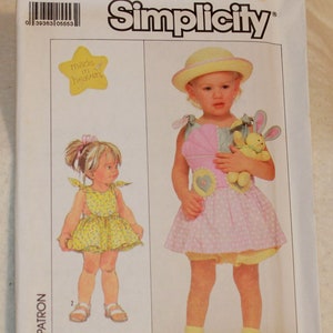 Vintage 1988 Simplicity 8654 Child Girls Toddler Made in Heaven Summer Sun Dresses and Plush Bunny Sewing Pattern Size 3 ~ UNCUT