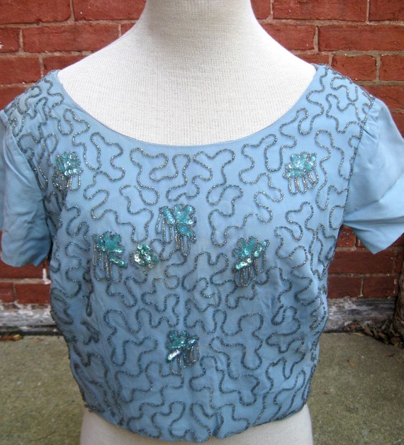 Vintage Beaded and Sequined Crop Top