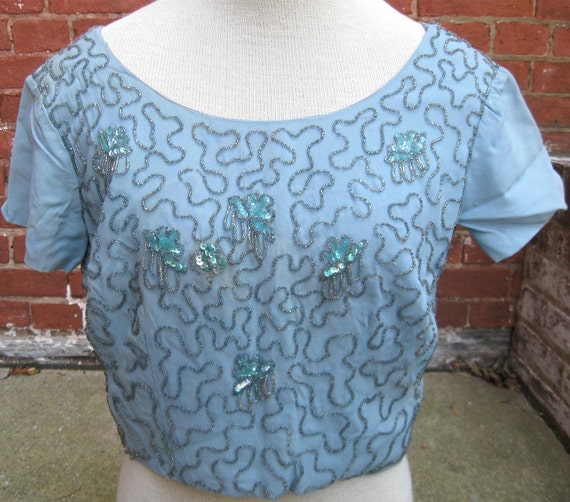 Vintage Beaded and Sequined Crop Top - image 2