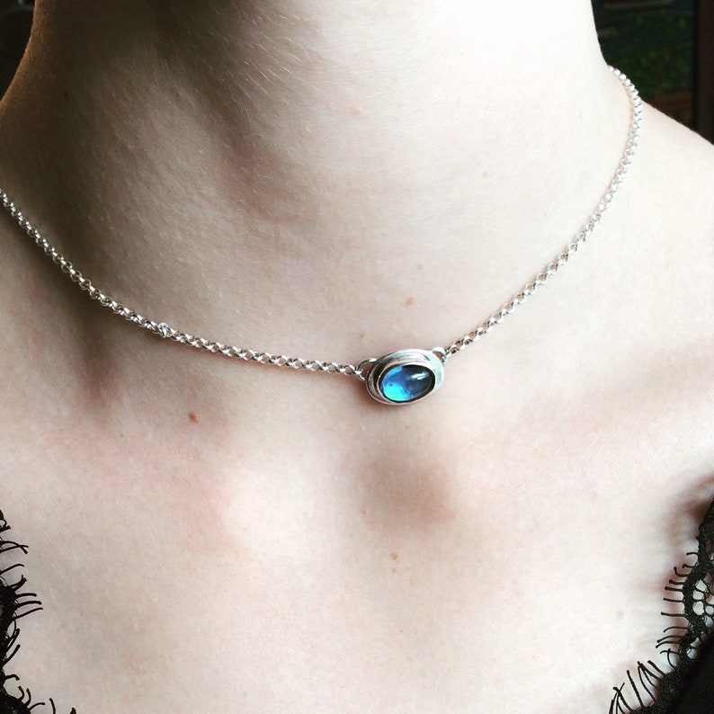 Choker Length Layering Necklace OOAK Santa Maria Aquamarine Pendant Birthstone Graduation Gift March Gift for Women