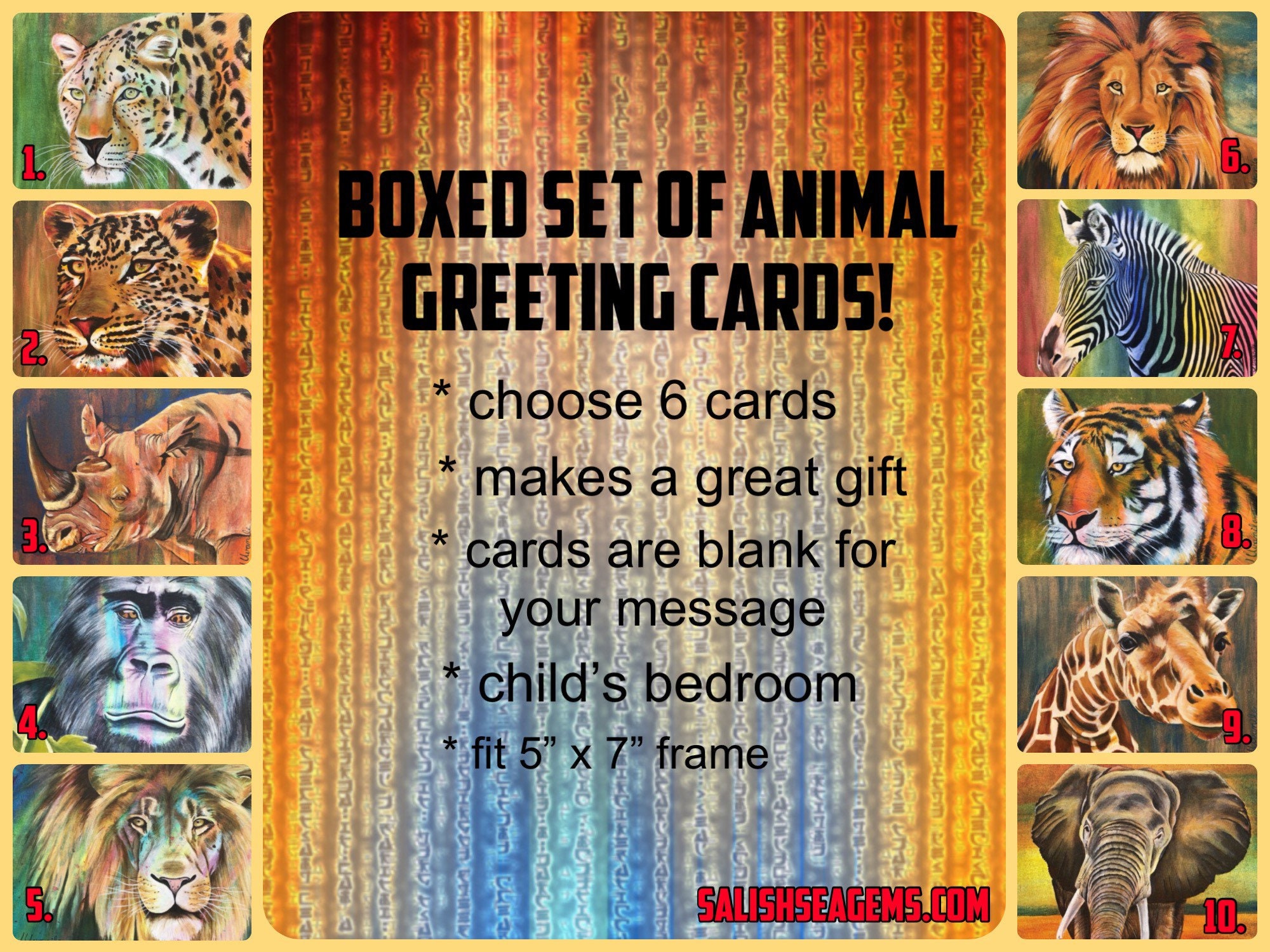 Wildlife Greeting Cards Boxed Set of 6 Endangered Animals - Etsy Australia Wildlife Greeting Cards Boxed Set of 6 Endangered Animals - Etsy Australia
