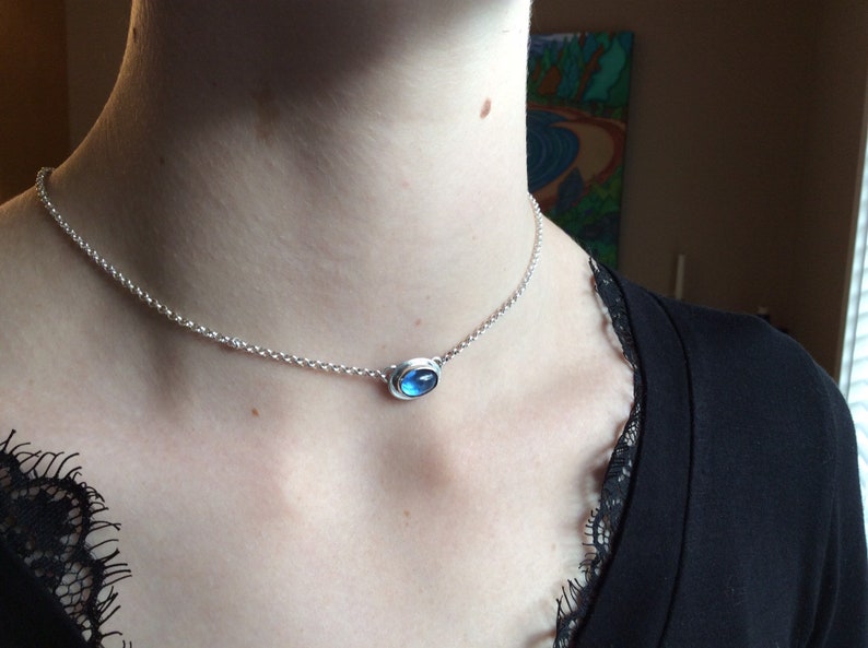 Choker Length Layering Necklace OOAK Santa Maria Aquamarine Pendant Birthstone Graduation Gift March Gift for Women