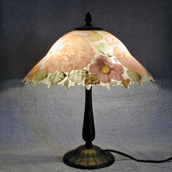 Table Lamp - Reverse Painted Floral Motif