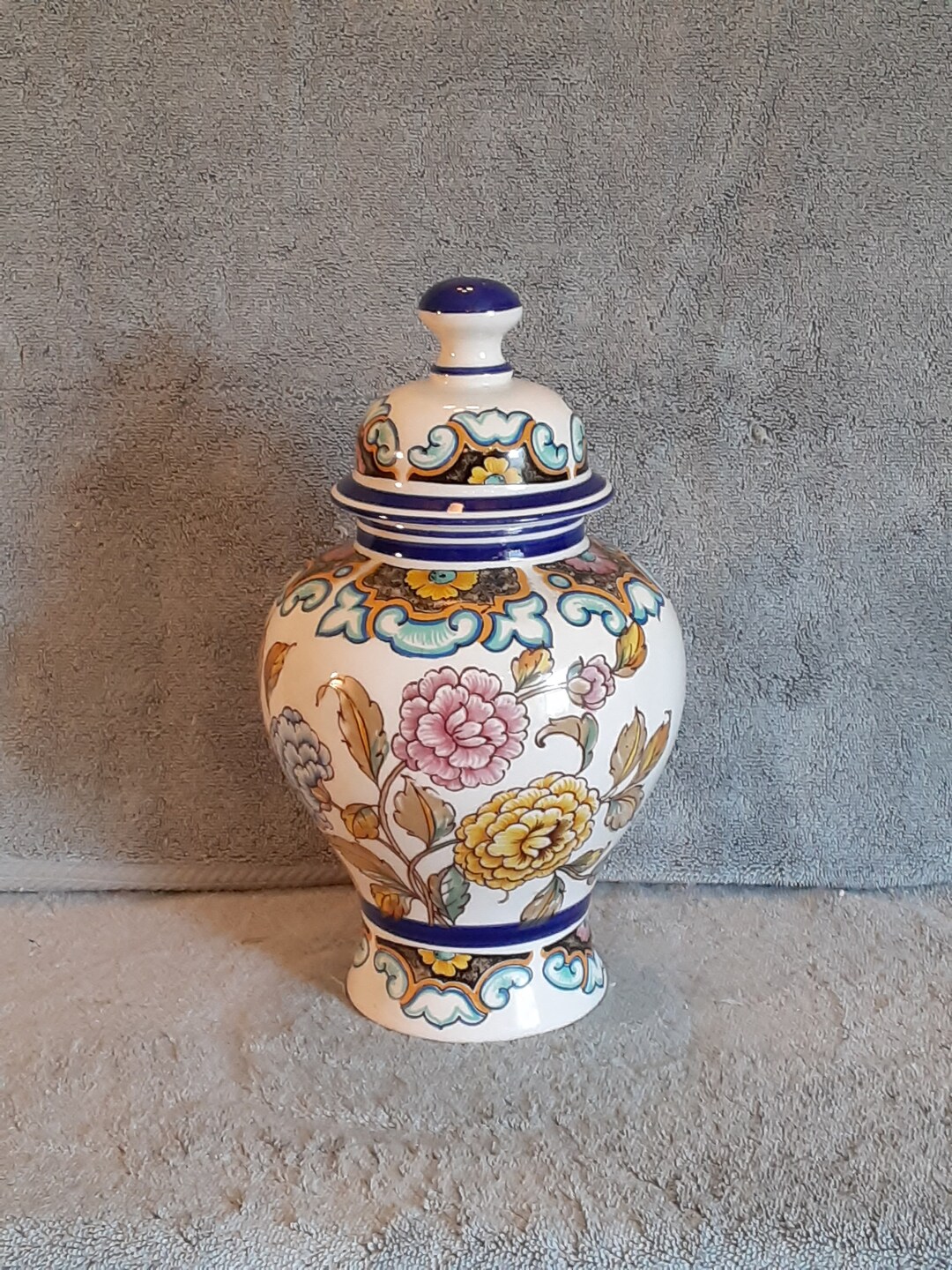 Italian Ginger Jar / Urn Floral Theme Vase Garden Theme Etsy