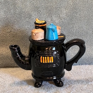 Teapot - Pot Bellied Stove Teapot - Old Stove Themed Teapot