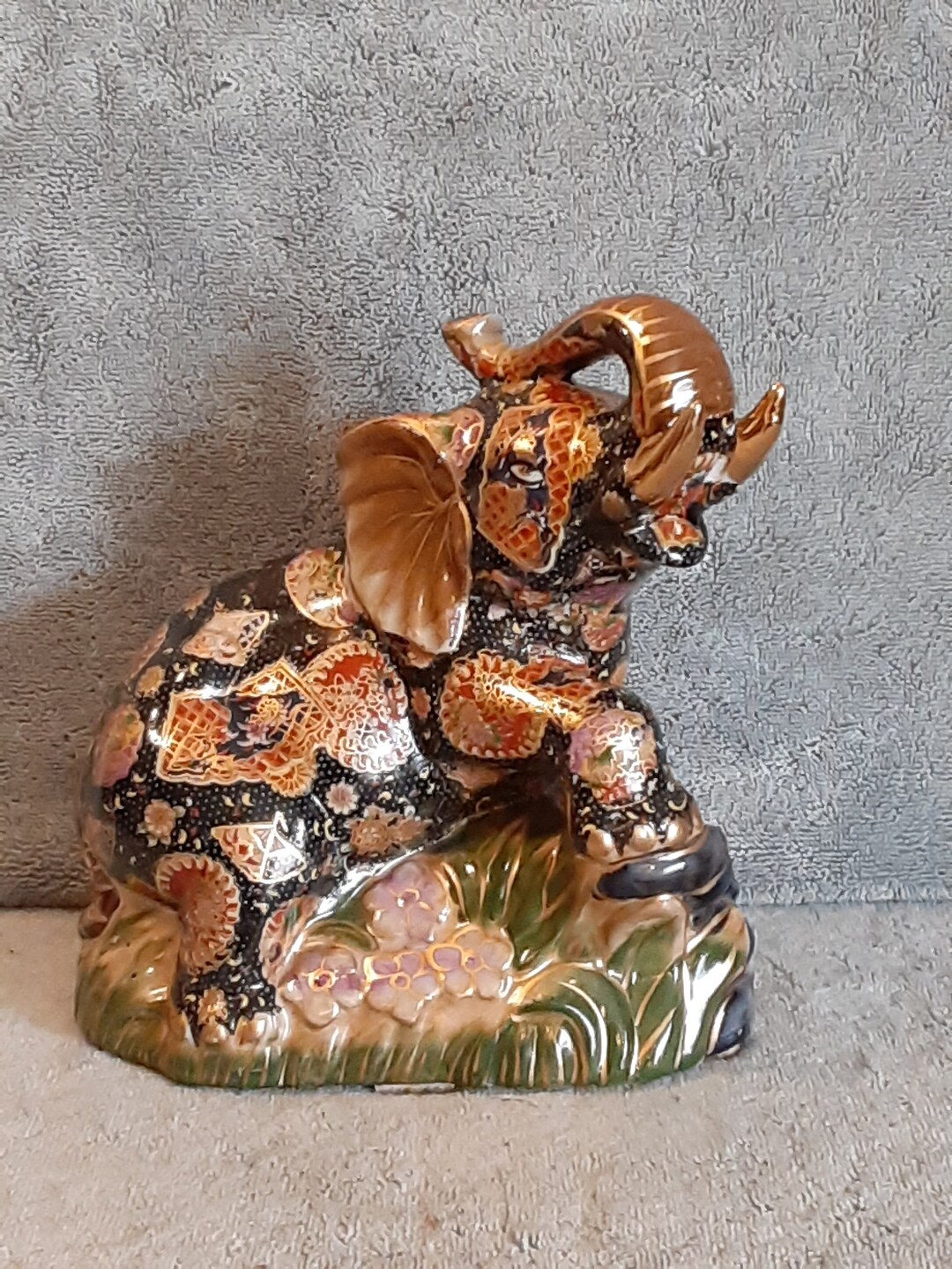 Satsuma Elephant Statue Asian Elephant Statue Asian Décor Etsy