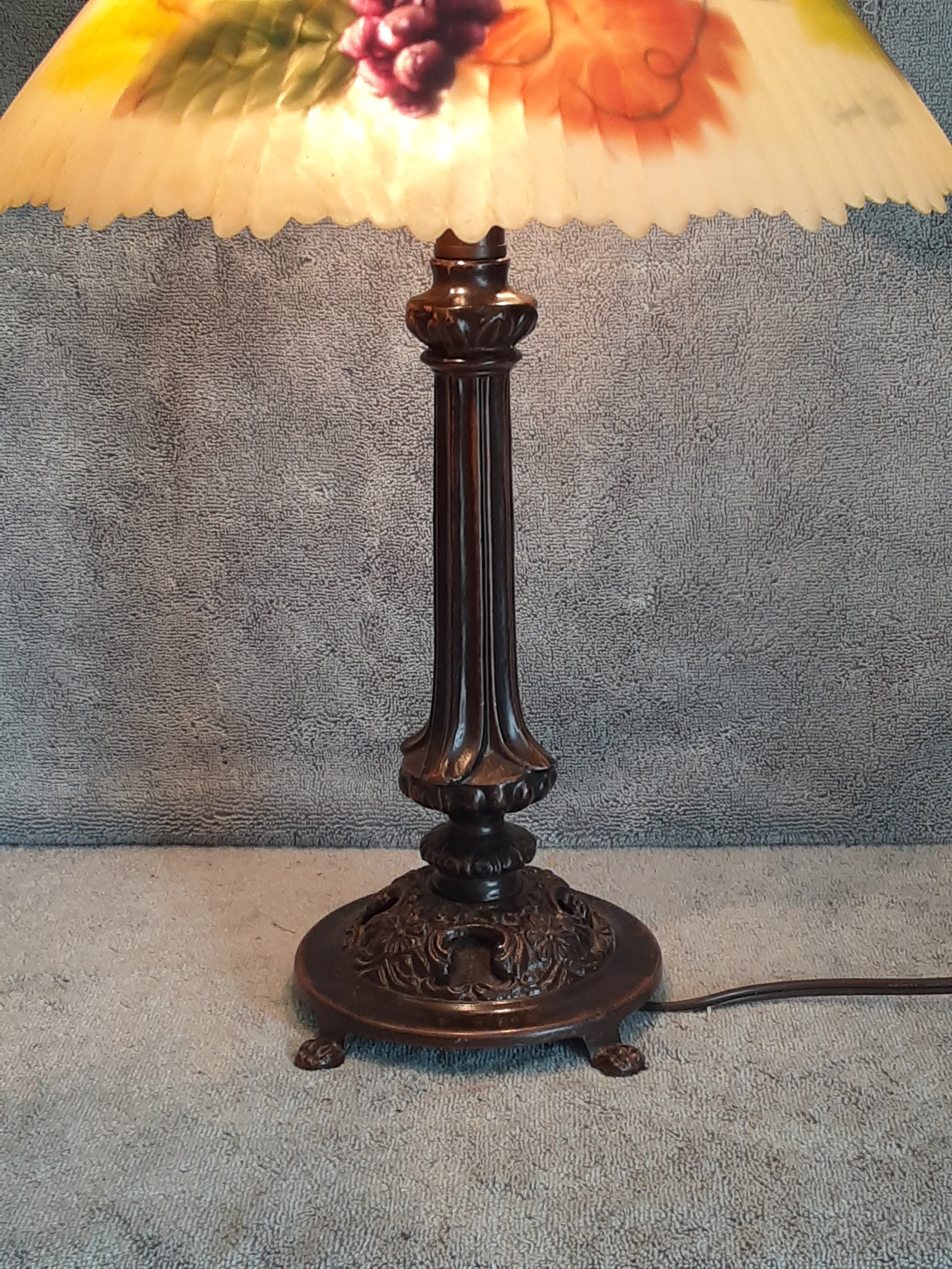 Table Lamp - Reverse Painted Floral Motif - Accent Lamp - Glenda