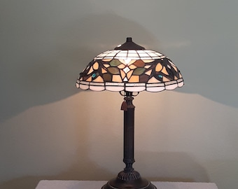 Stained Glass Lamp - Geometric and Floral Motif - Accent Lamp - Abstract Design