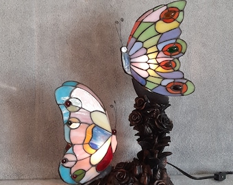 Accent Lamp - Stained Glass Butterflies - Nature Themed Lamp