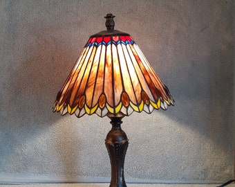 Stained Glass Lamp - Geometric Theme - Frank Lloyd Wright Style - Accent Lamp