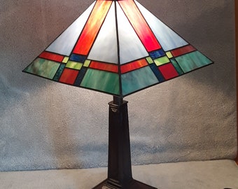 Stained Glass Lamp - Geometric Style - Accent Lamp - Desk Lamp - Southwest Motif