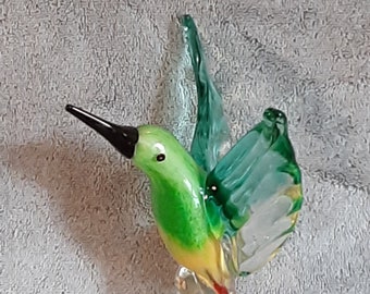 Art Glass Bird - Art Glass Hummingbird - Colorful Tropical Bird - Hand Crafted Bird - Layered Glass - Nature Theme