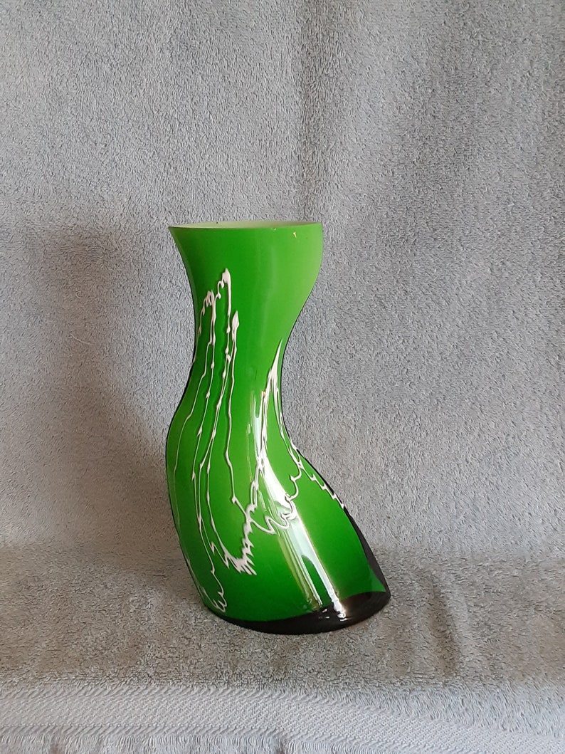 Art Glass Vase Abstract Design Murano Style Mid Century Etsy