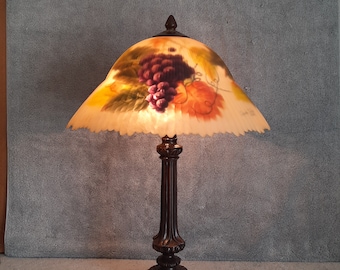 Table Lamp - Reverse Painted Floral Motif - Accent Lamp - Glenda Turley Lamp