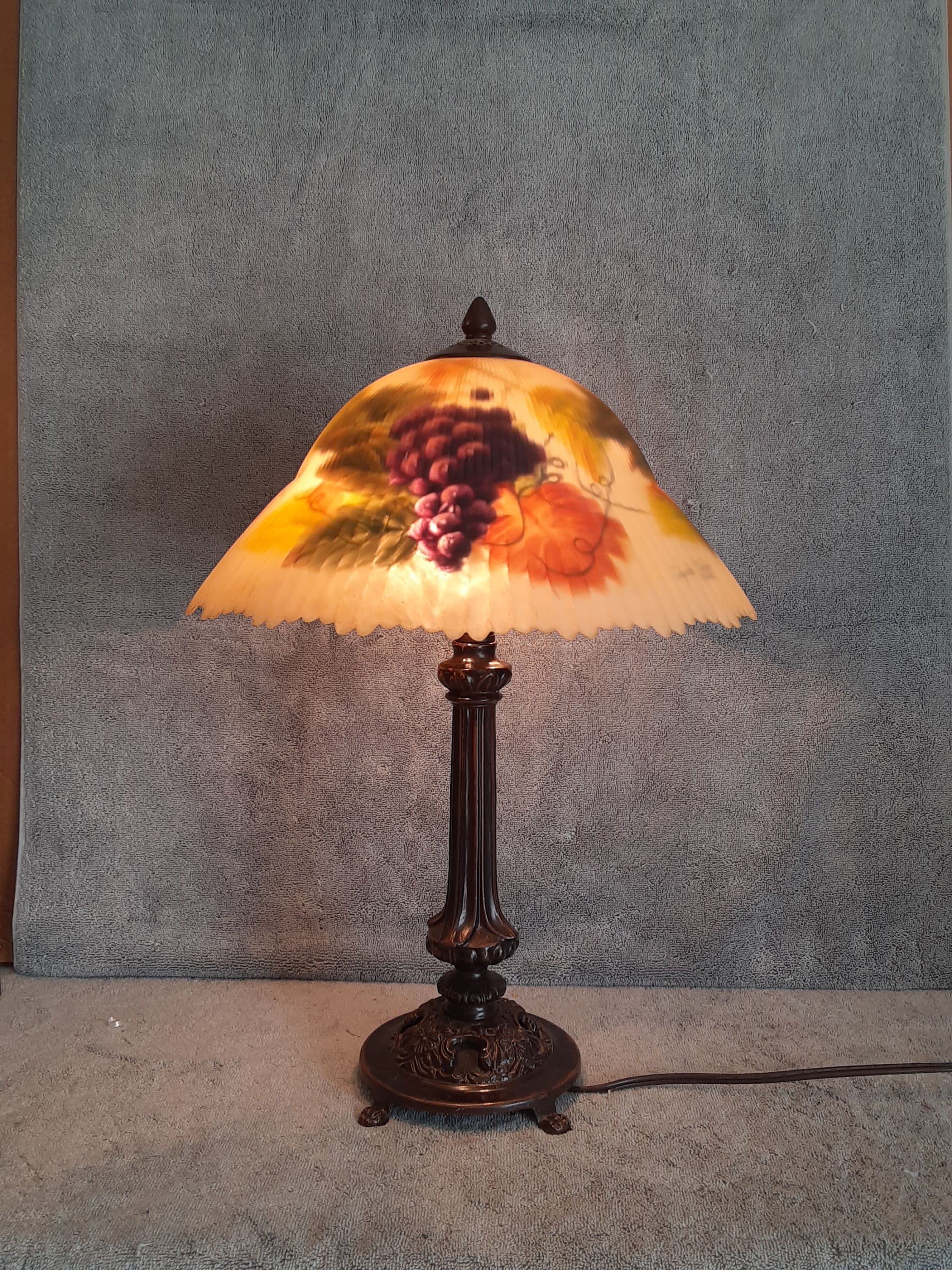 Table Lamp Reverse Painted Floral Motif Accent Lamp Glenda Turley