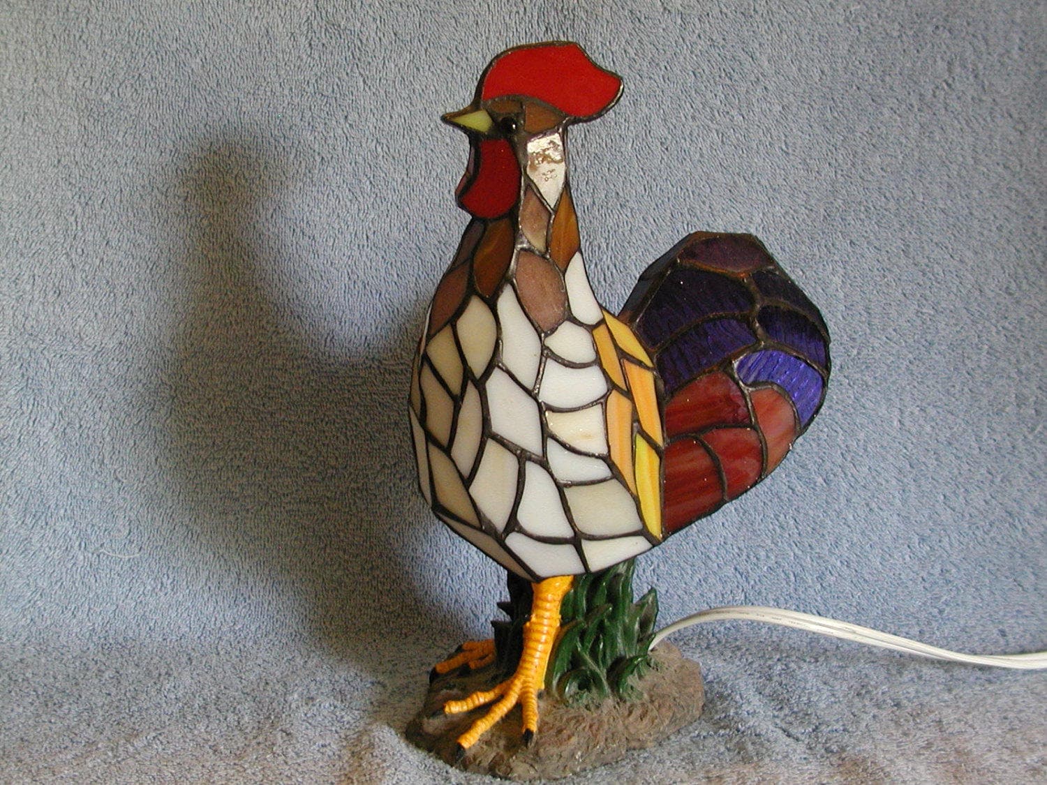 Stained Glass Rooster Lamp or Nightlight Stained Glass Accent Lamp