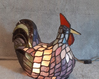 Stained Glass Rooster Lamp - Accent Lamp - Nature Themed Lamp