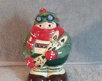 Cookie Jar - Skier Cookie Jar - Storage Jar - Christmas Cookie Jar - Biscuit Jar - Treat Jar