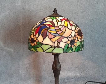 Rooster Lamp - Stained Glass Lamp - Rooster and Butterfly Themed Lamp - Accent Lamp
