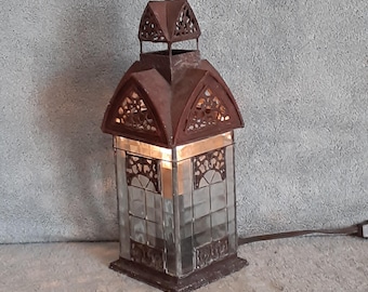 Accent Lamp - Lantern - Hurricane Lamp - Patio Lamp - Floral Themed Lamp