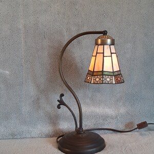 Gooseneck Lamp with Stained Glass Shade - Desk Lamp - Accent Lamp - Geometric Theme