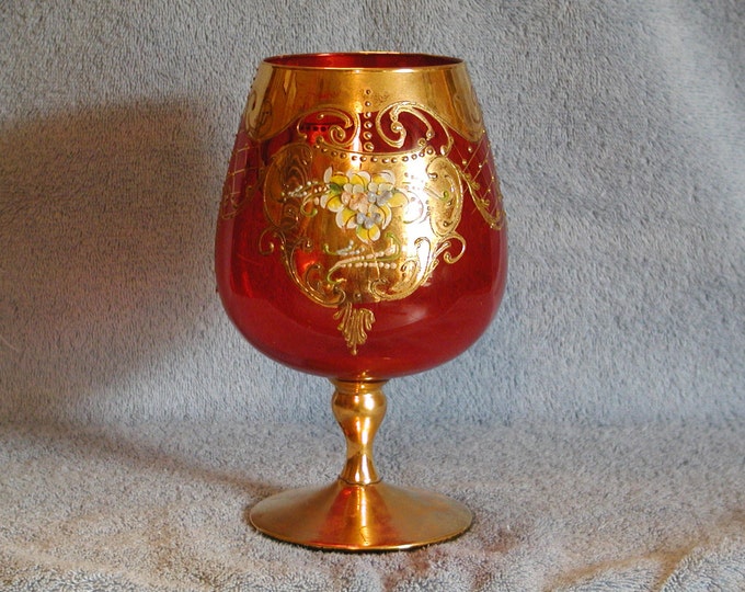 Moser Bohemian Ruby Red Brandy Snifter Etsy