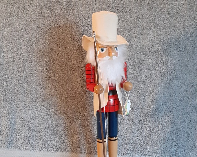 Nutcracker Fisherman Nutcracker Wooden Nutcracker Fishing Decor Etsy