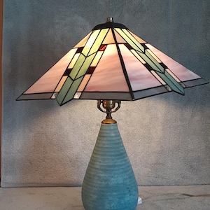Stained Glass Lamp - Geometric Motif - Accent Lamp - Southwestern Motif - Table Lamp - Mission Style