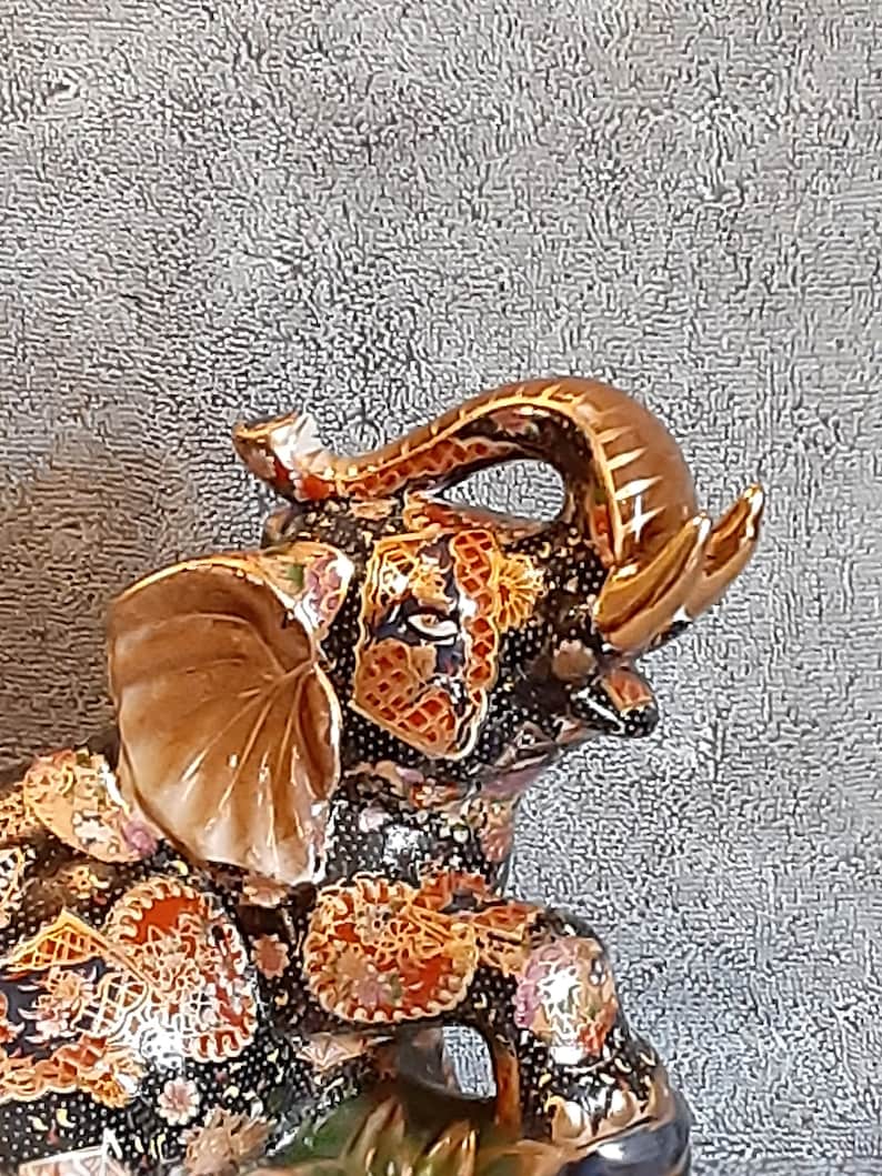 Satsuma Elephant Statue Asian Elephant Statue Asian Décor Etsy