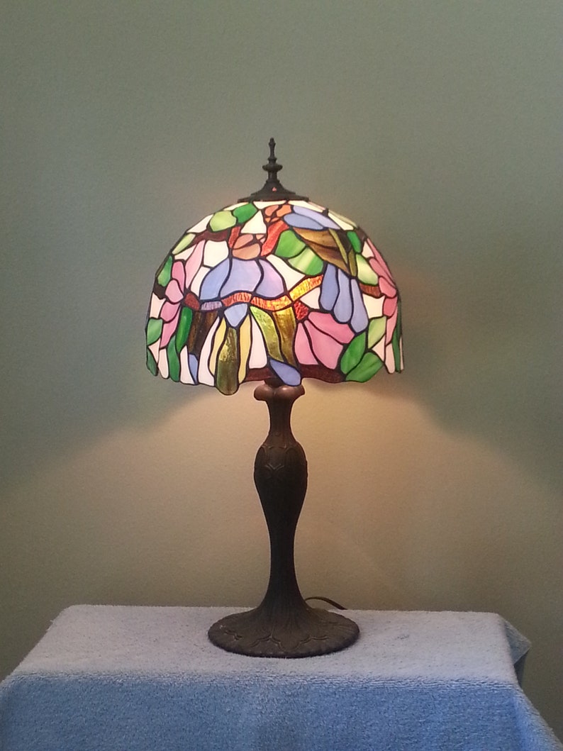 Stained Glass Lamp Parrot And Fl Motif Love Birds