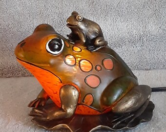 Accent Lamp - Stained Glass Frog - Nightlight - Mother and Child Frog Lamp