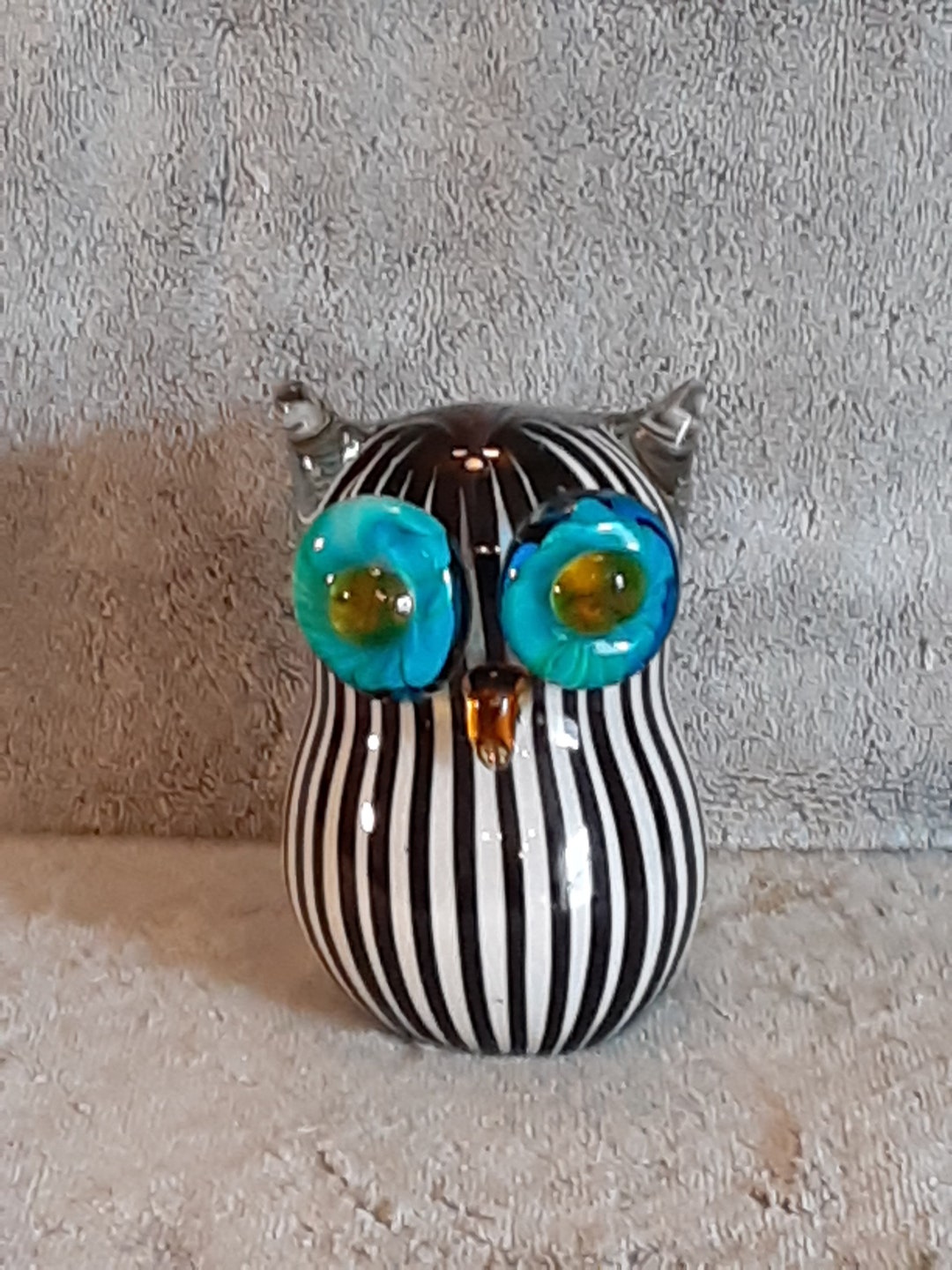 Art Glass Owl Murano Style Owl Blown Glass Owl Etsy