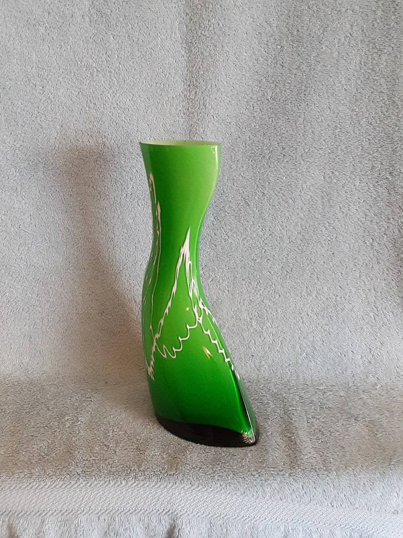 Art Glass Vase Abstract Design Murano Style Mid Century Etsy