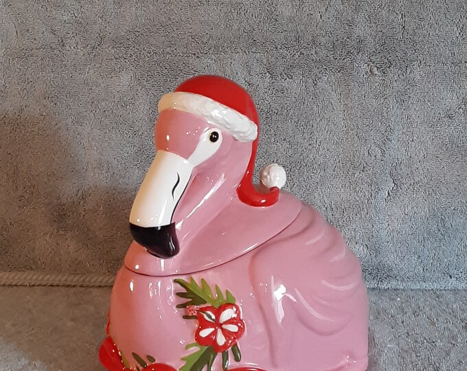 Cookie Jar Flamingo Cookie Jar Bird Cookie Jar Nature Themed Cookie Jar