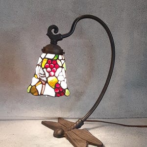 Gooseneck Lamp with Cast Iron Dragonfly Base - Accent Lamp - Stained Glass Lamp - Desk Lamp