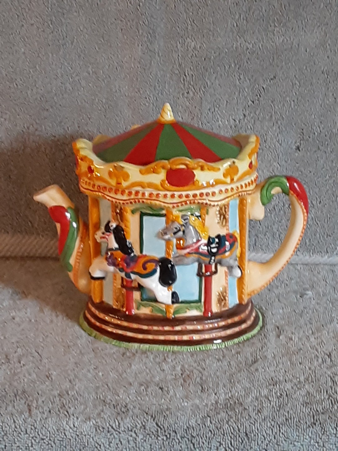 Carousel Teapot Annie Rowe Teapot Collectible Teapot Etsy