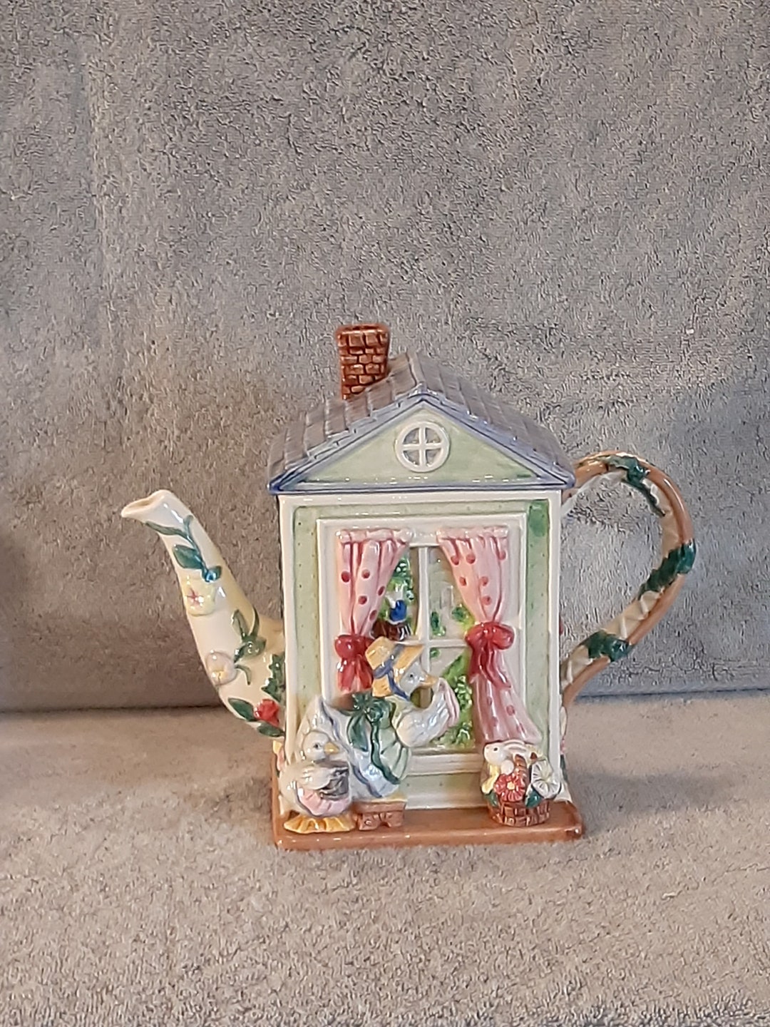 Teapot Fitz and Floyd Teapot Gooseberry Lane Teapot Spring Theme Teapot Nature Themed Teapot
